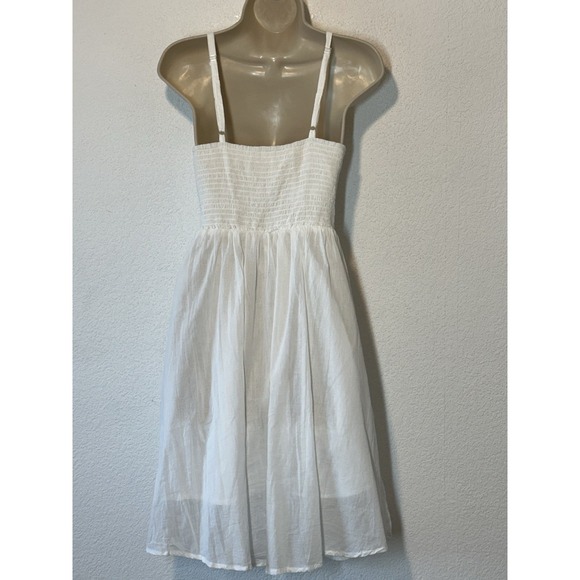 White Dress 100% Cotton Boho Cottagecore Semi Sheer Embroidered Free Size Festiv - Picture 3 of 8